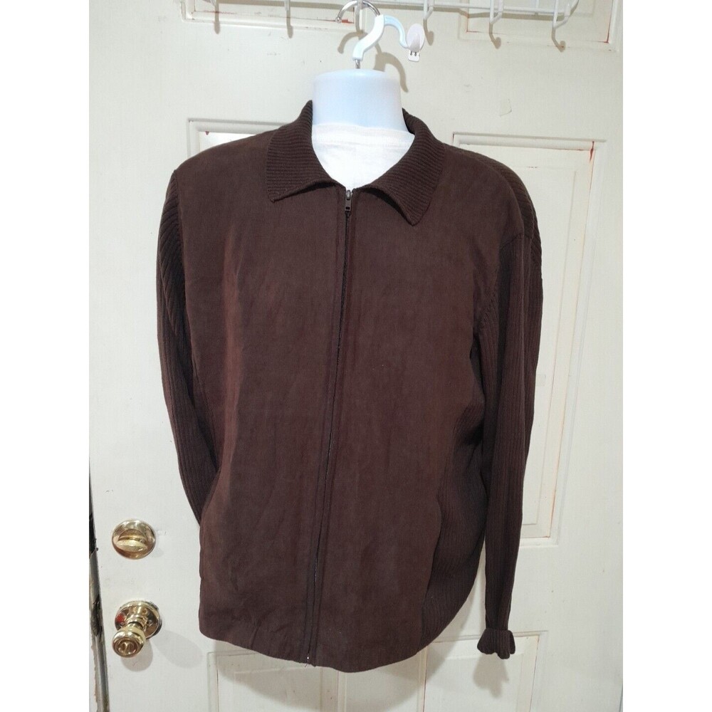 Mens Sweater, Cardigan CUBAVERA Men's 100% Cotton Chocolate Full-zip,  Medium